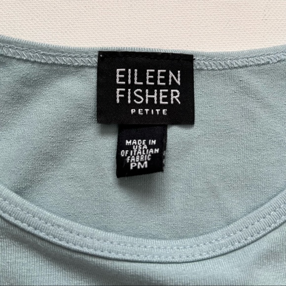Eileen Fisher light Aqua Blue Round Neck Short Sleeve t-shirt size PM - Picture 2 of 5